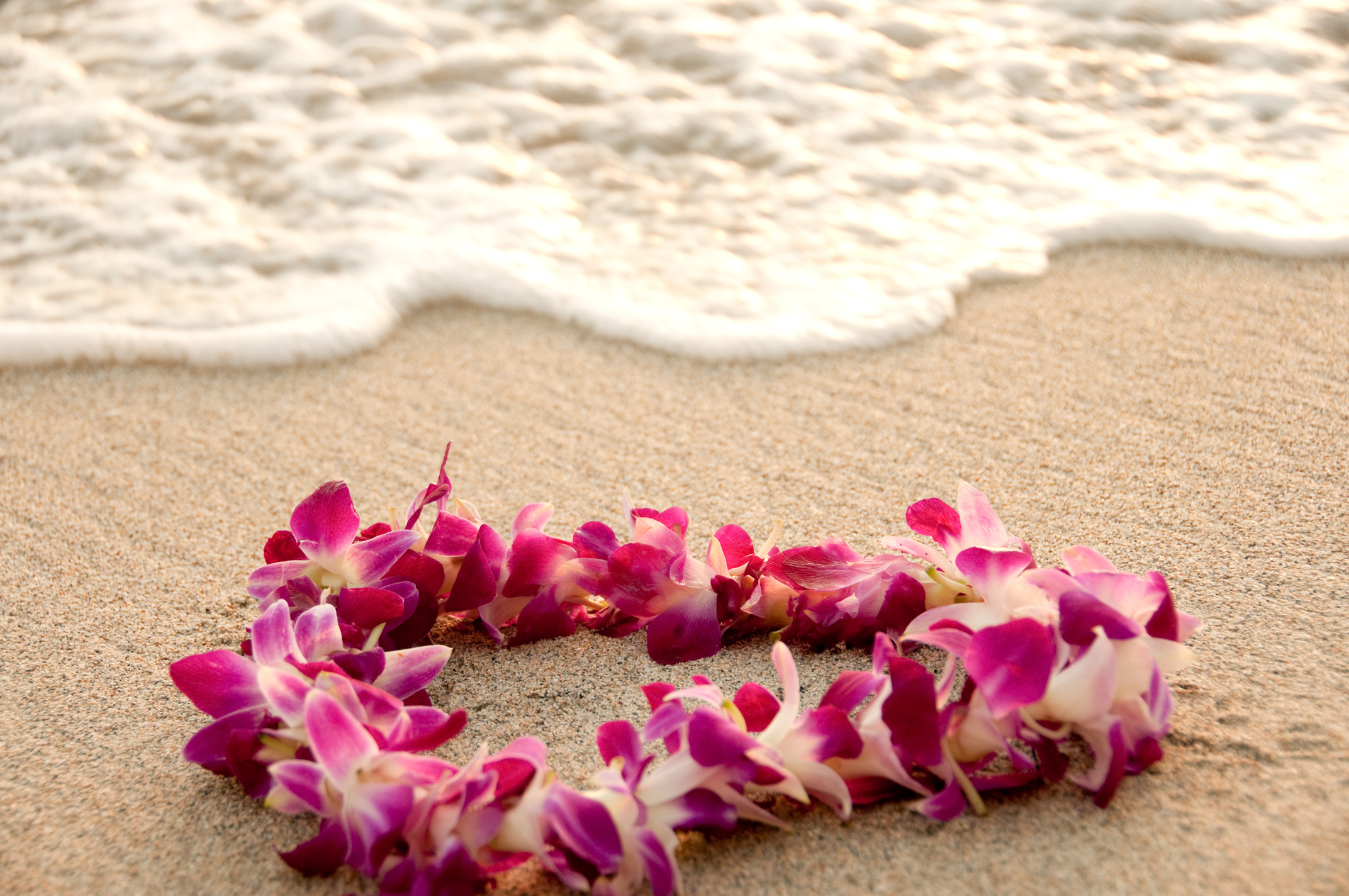 Hawaiian Lei lying on a Sandy Beach